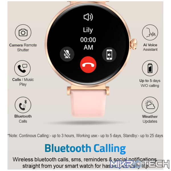 MT510 Smart Watch 1.32" AMOLED IPX68 with BT Calls Sports HR BP BO - Rose Gold - Image 3